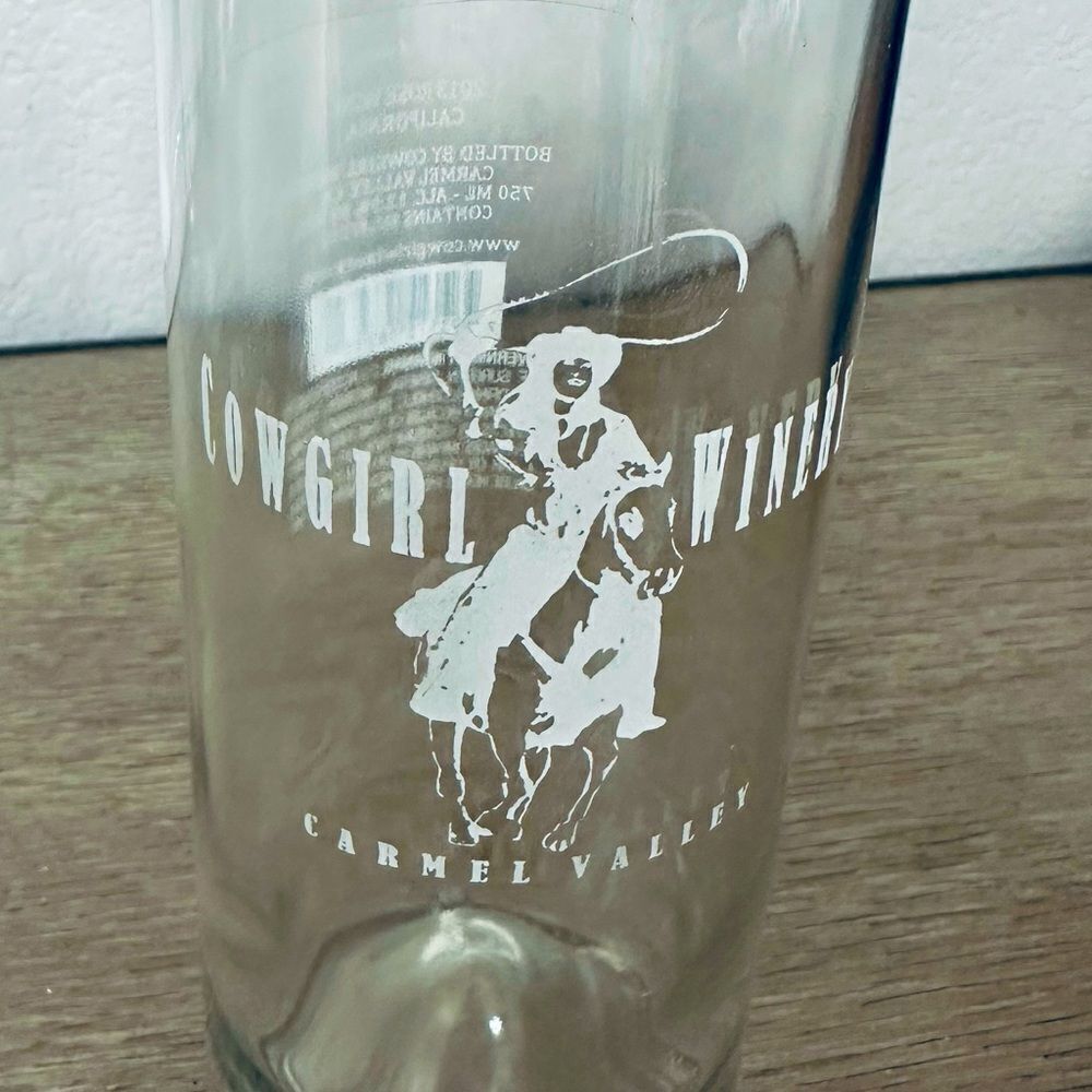 Cowgirl Winery Glass Wine Bottle